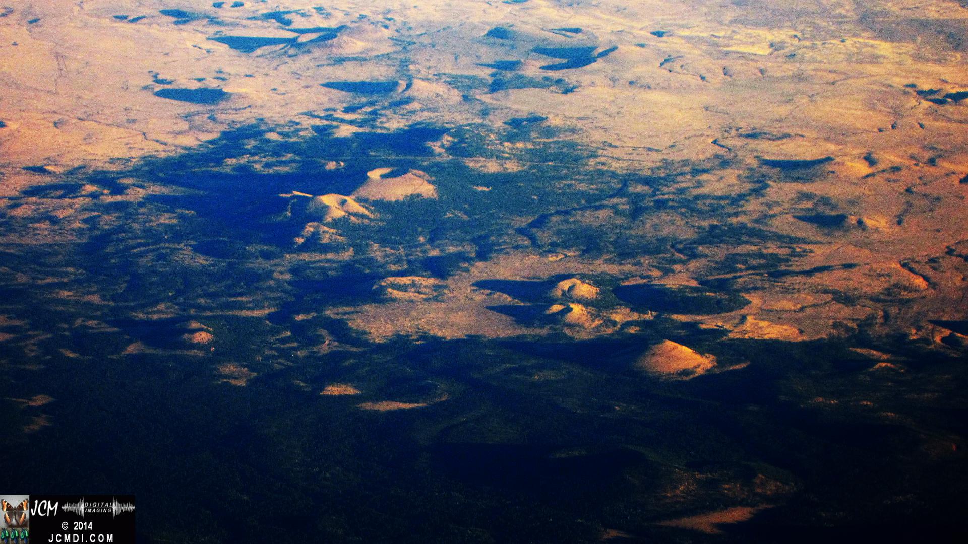 Aerial view of weird volcanic wonders from 34000 feet